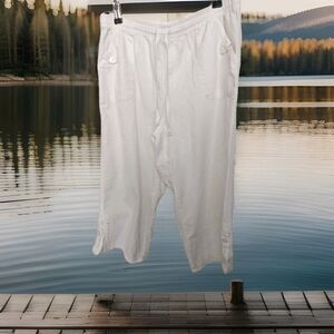 Kim Rogers Capri Pants White Womens Size Medium Cotton